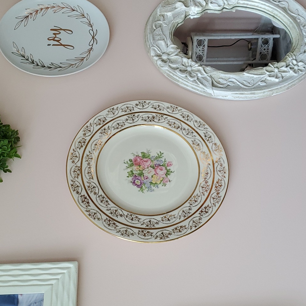 Vintage Gold and Cream Rose🌹Floral Dinner Plate Fondeville New York Laurelton - Picture 9 of 9